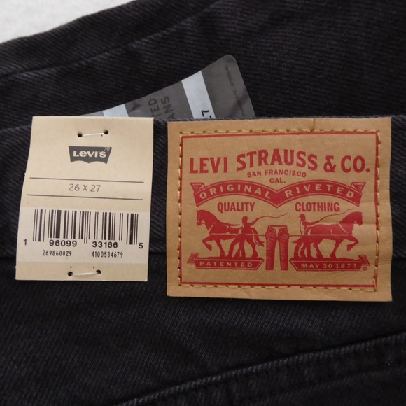LEVIS High Waisted Mom Jeans Black Distressed Ripped Denim Size 26 x 27 - Picture 7 of 10
